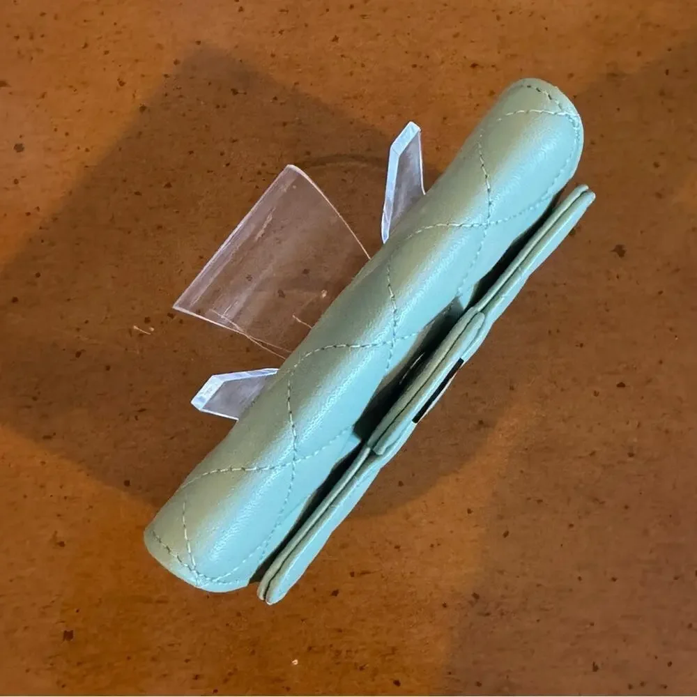 CHANEL Light Green Classic Flap Card Holder Black HW NWT - Picture 8 of 12